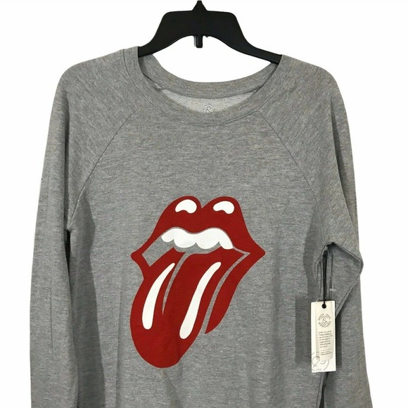 Treasure & Bond Womens Gray Graphic Rolling Stones Pullover Sweatshirt Size XS - Picture 5 of 10